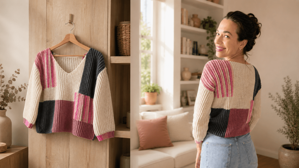 colorblock crochet sweater free pattern by trishagurumi